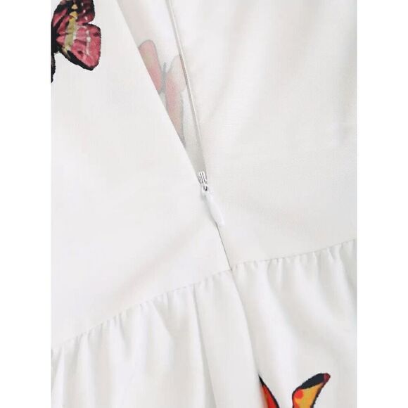 🦋 Pinup Retro Vintage 1950s Butterfly Floral Print Tea Dress with Belt SIZE L N - Picture 4 of 16